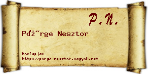 Pörge Nesztor névjegykártya